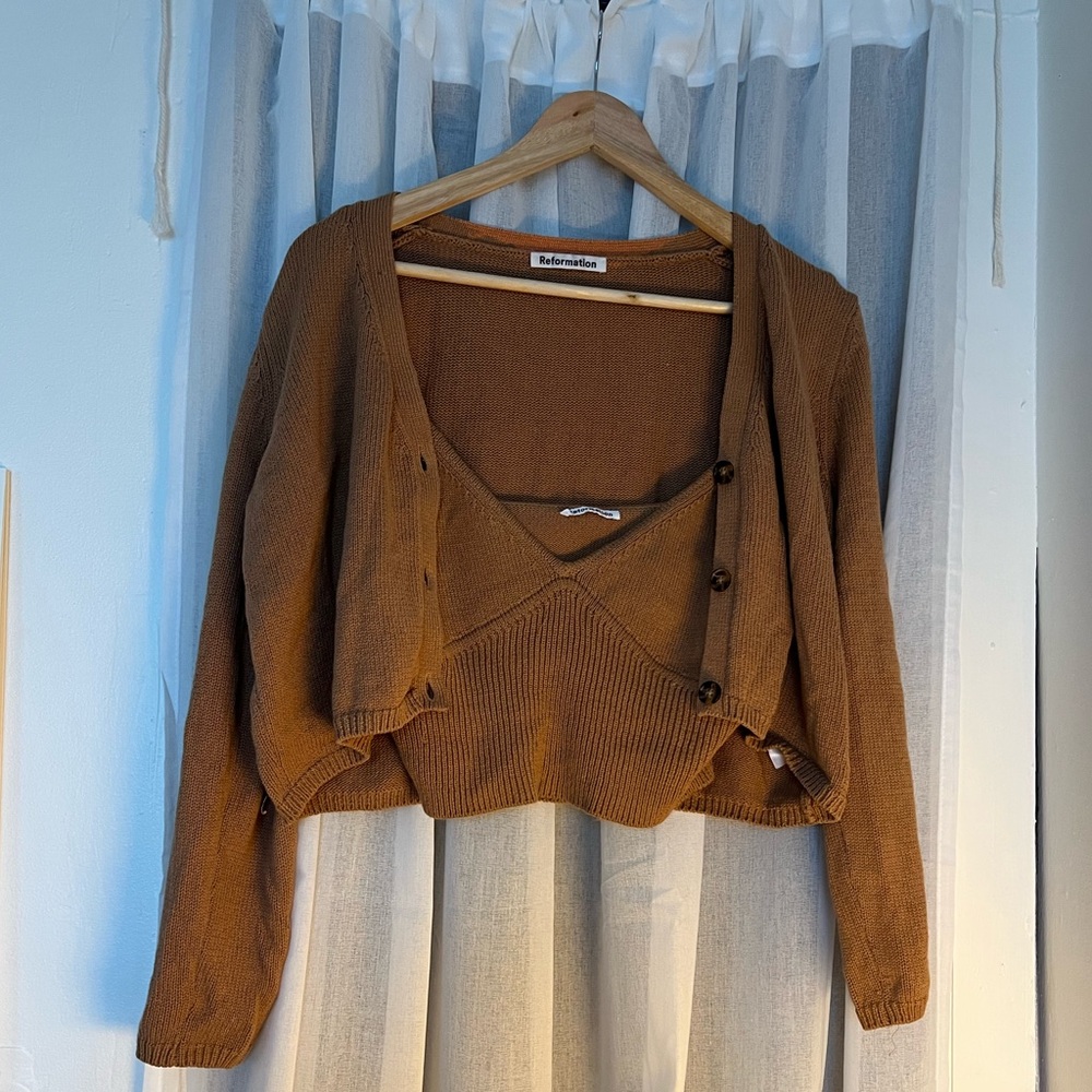 Reformation Button-Up Sweater Tank & Cardigan